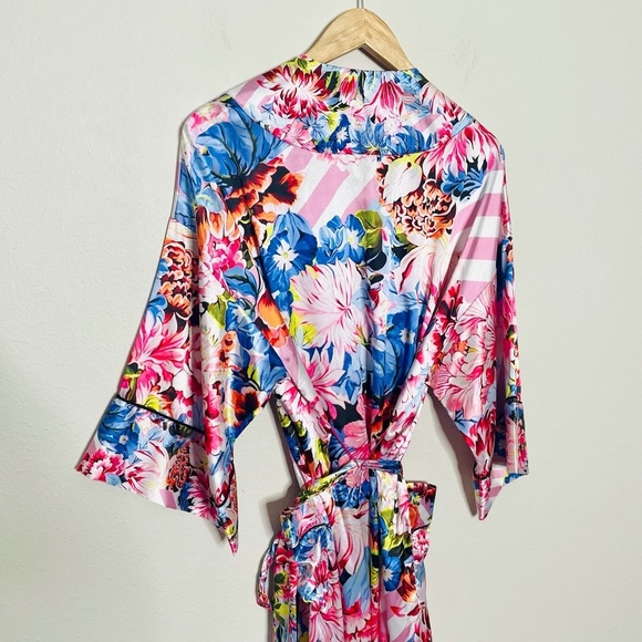 Victoria Secret x Mary Katrantzou Floral Stripe Satin Kimono Robe - Picture 6 of 8